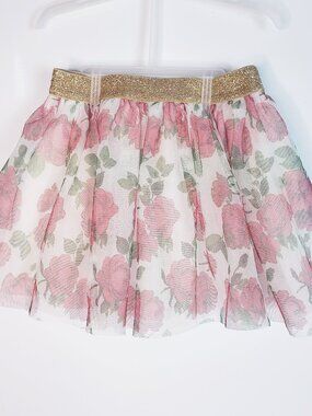 Disney Skirt Girls XS 4-5 White Pink Floral Flowers Tutu Belle Princess